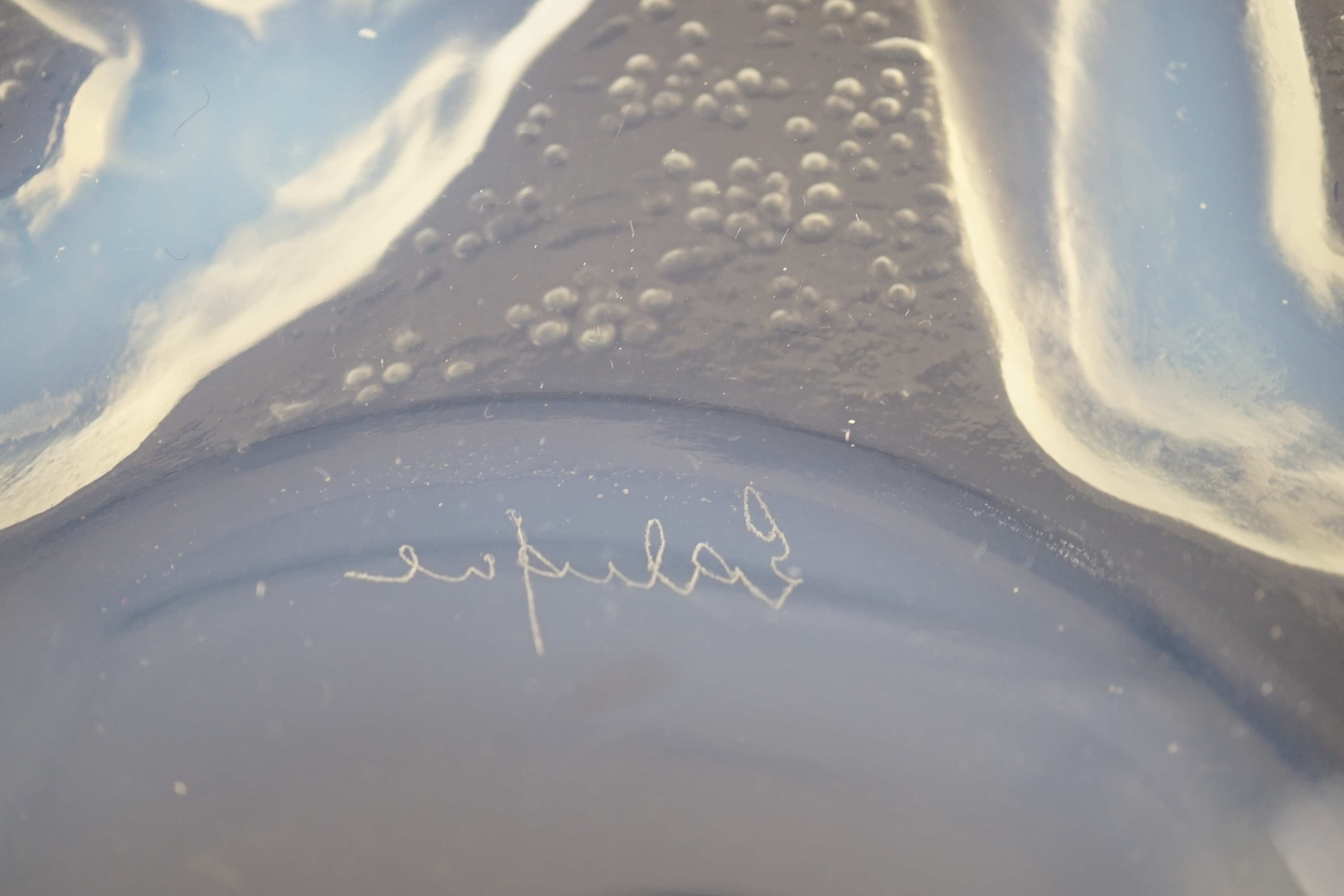 An R. Lalique Ondines opalescent glass dish